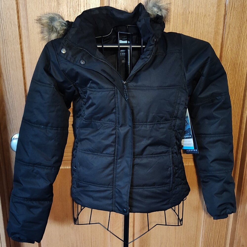 Iceburg Outerwear black detachable hooded winter jacket, New with Tags, size S